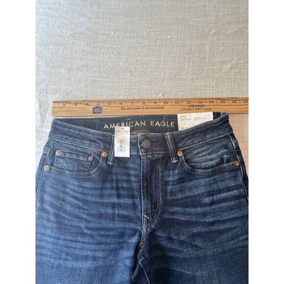 NWT American Eagle Airflex + Slim Straight Jeans Men 30x32 Authentic Dark Indigo - Picture 4 of 11